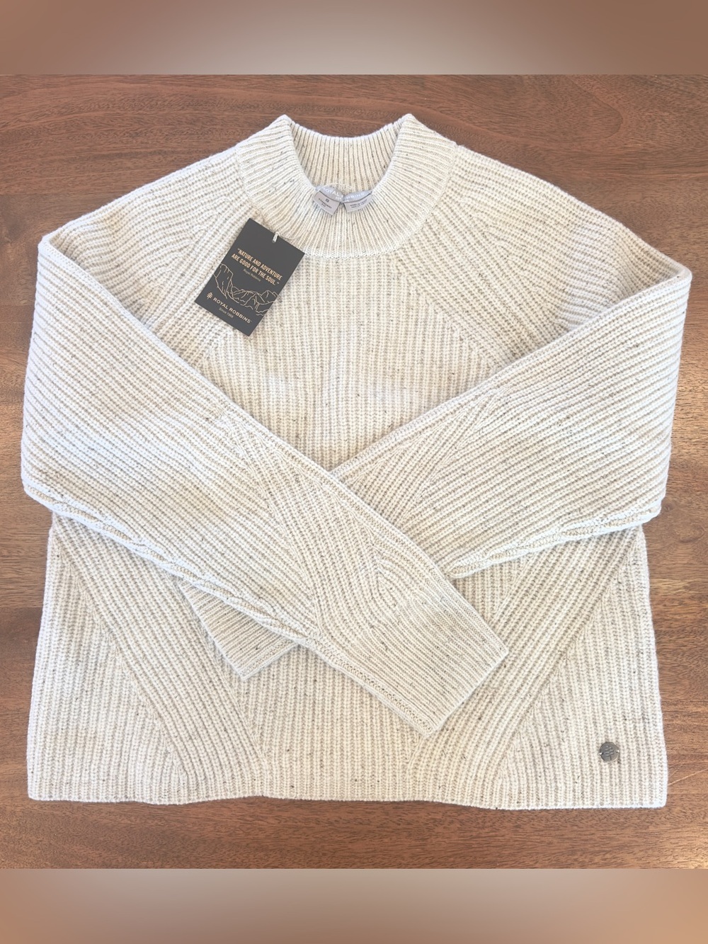 Royal Robbins women’s Rockcraft Mock Neck Wool blend Sweater heather led cream